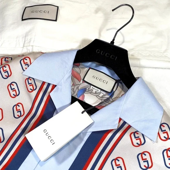 GUCCI PATCH POCKET BOWLING SHIRT LIGHT BLUE - Picture 11 of 16